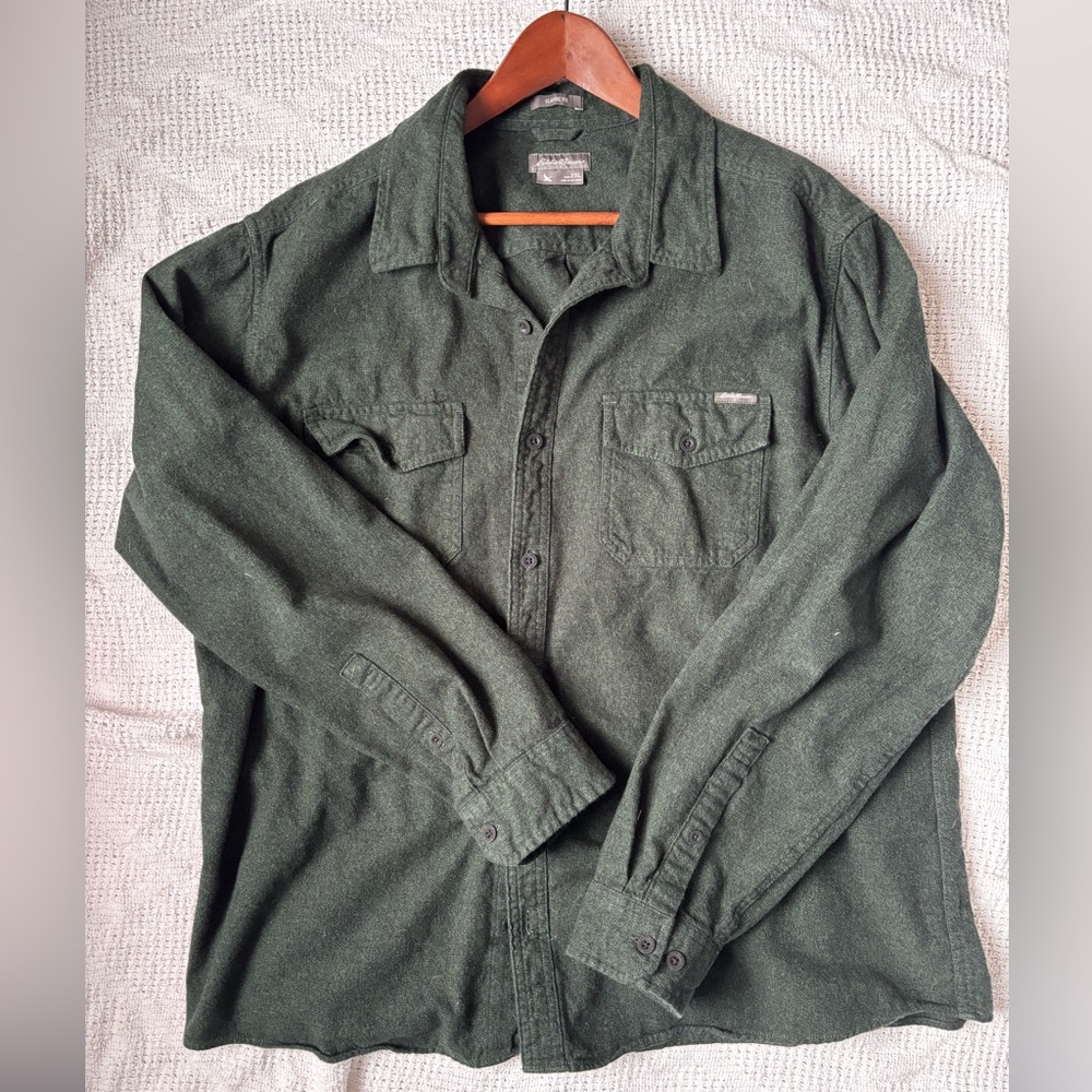 Men's Eddie Bauer Favorite Flannel forest green button-down shirt 2XL
